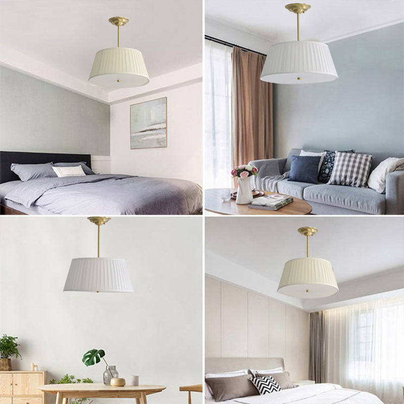 Cone Semi Flush Mount Light Fabric Minimalist Flush Mount Ceiling Light for Bedroom