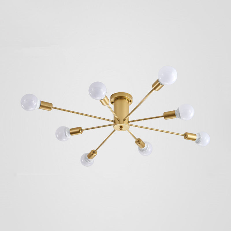 Starburst blootgestelde lamp semi -spoeling mount licht modern minimalistisch metalen slaapkamer plafond spoeling mount