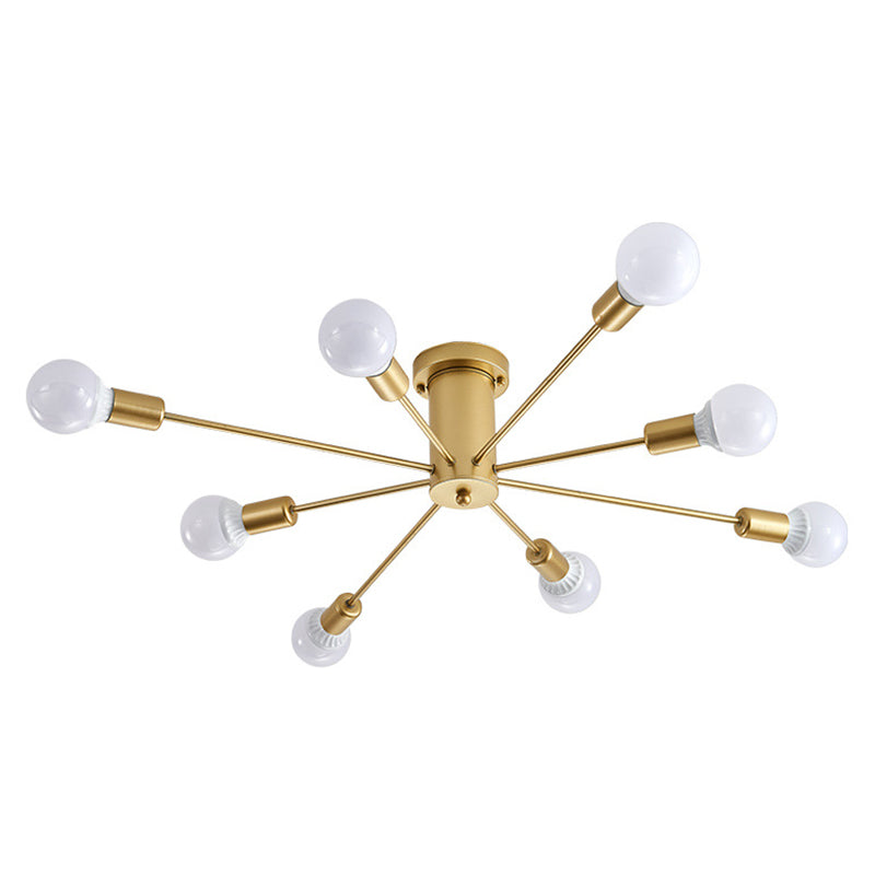 Starburst blootgestelde lamp semi -spoeling mount licht modern minimalistisch metalen slaapkamer plafond spoeling mount