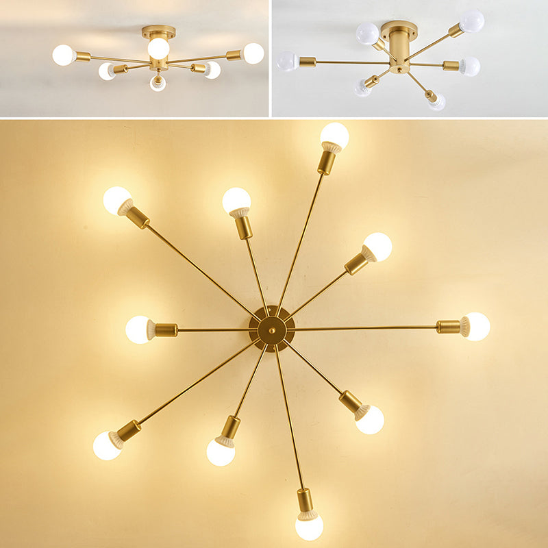 Starburst blootgestelde lamp semi -spoeling mount licht modern minimalistisch metalen slaapkamer plafond spoeling mount