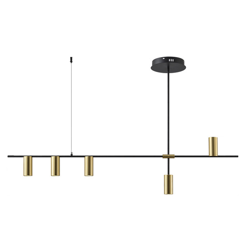 Dinning Room Island Lighting Fixture Modern Chandelier Light Fixture with Linear Metal Shade