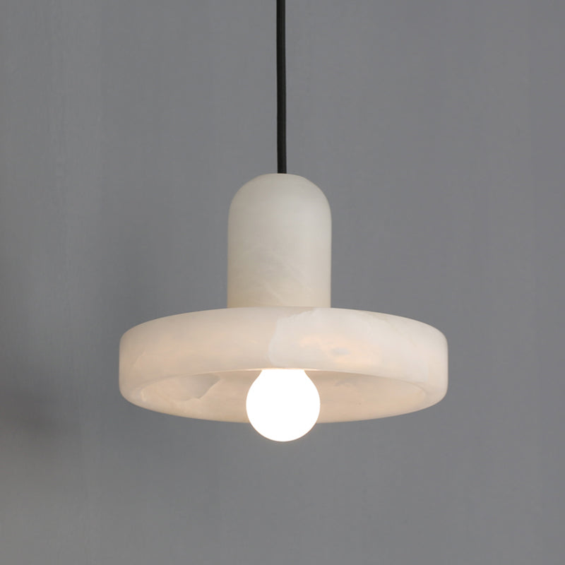 White Hat Shaped Suspension Light Nordic Mica Pendant Ceiling Lamp for Dining Room