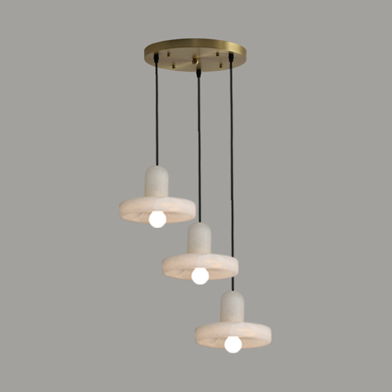 White Hat Shaped Suspension Light Nordic Mica Pendant Ceiling Lamp for Dining Room