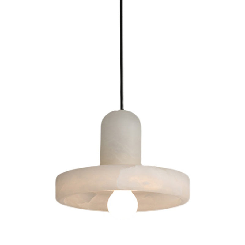 White Hat Shaped Suspension Light Nordic Mica Pendant Ceiling Lamp for Dining Room