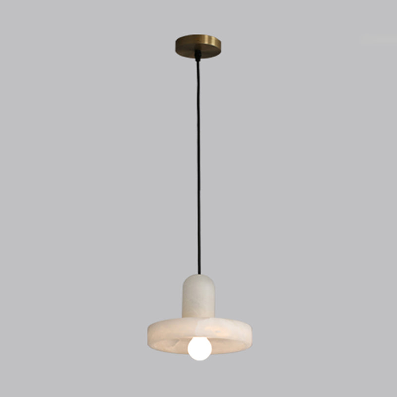 White Hat Shaped Suspension Light Nordic Mica Pendant Ceiling Lamp for Dining Room