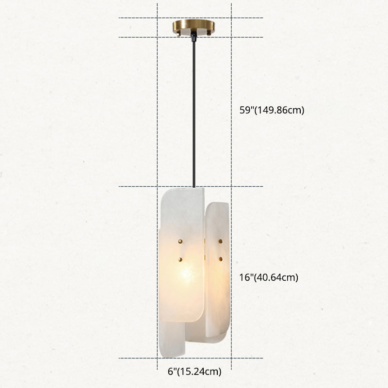 Rectangular Pendant Lamp Fixture Simplicity Single-Bulb White Suspension Lighting