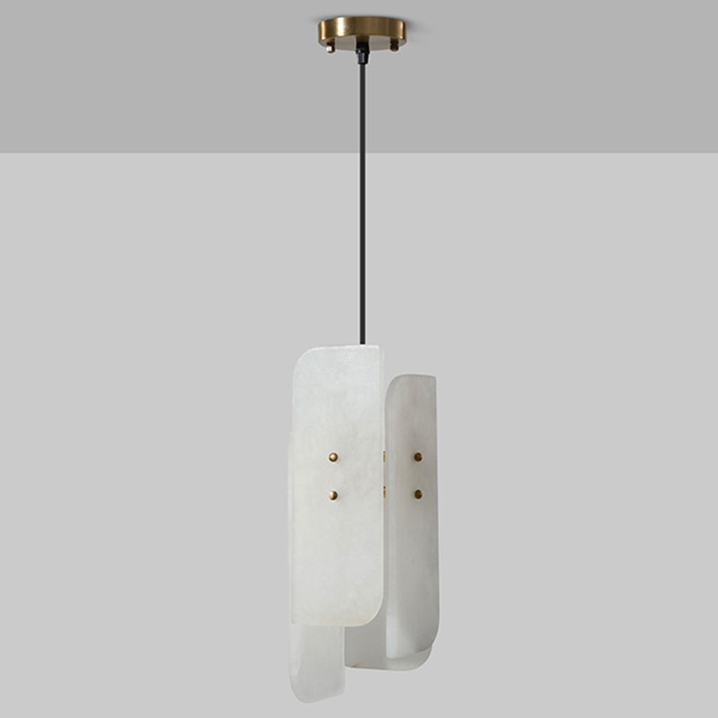 Rectangular Pendant Lamp Fixture Simplicity Single-Bulb White Suspension Lighting