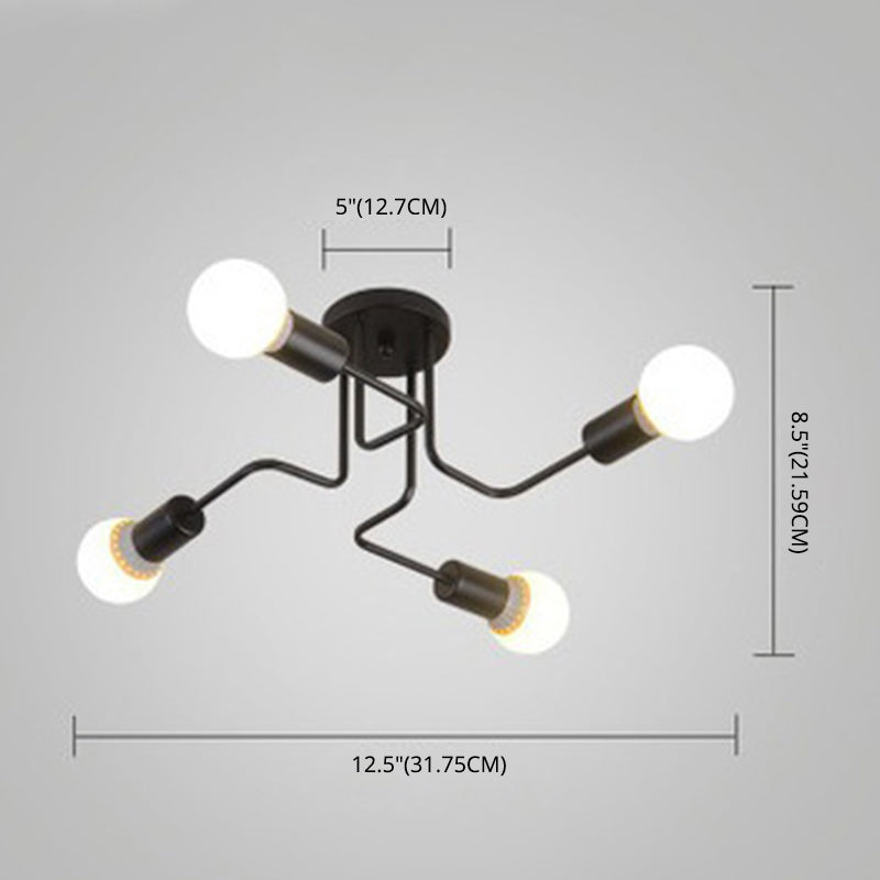 Stile industriale Spalato semifulto illuminazione in metallo semi -montaggio illuminazione in nero