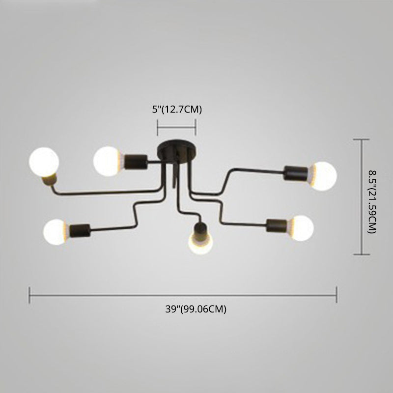 Stile industriale Spalato semifulto illuminazione in metallo semi -montaggio illuminazione in nero