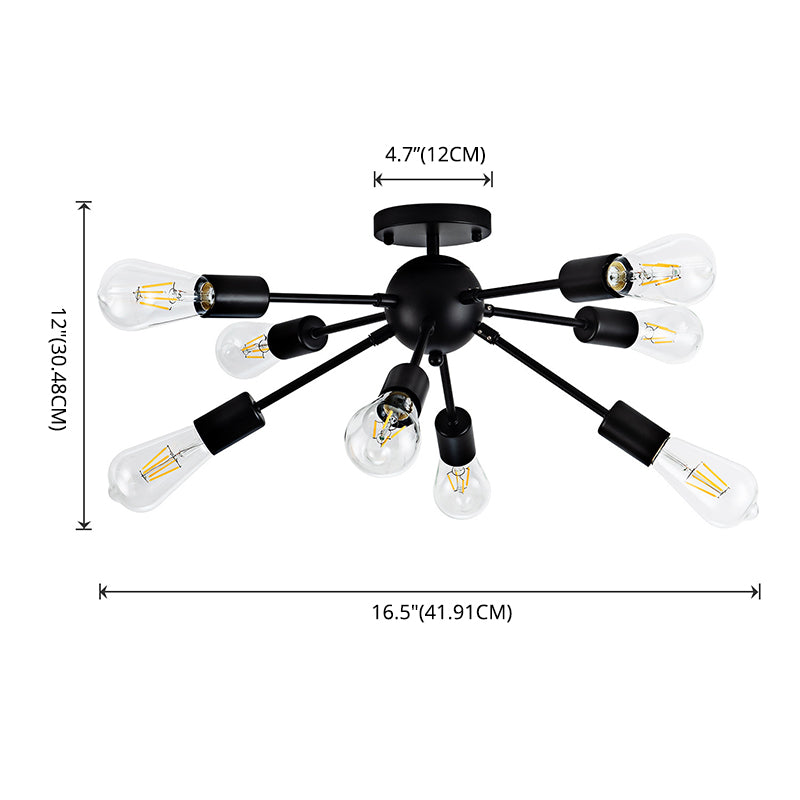 Metal Ceiling Mount Chandelier Sputnik Design Industrial Ceiling Mounted Fixture