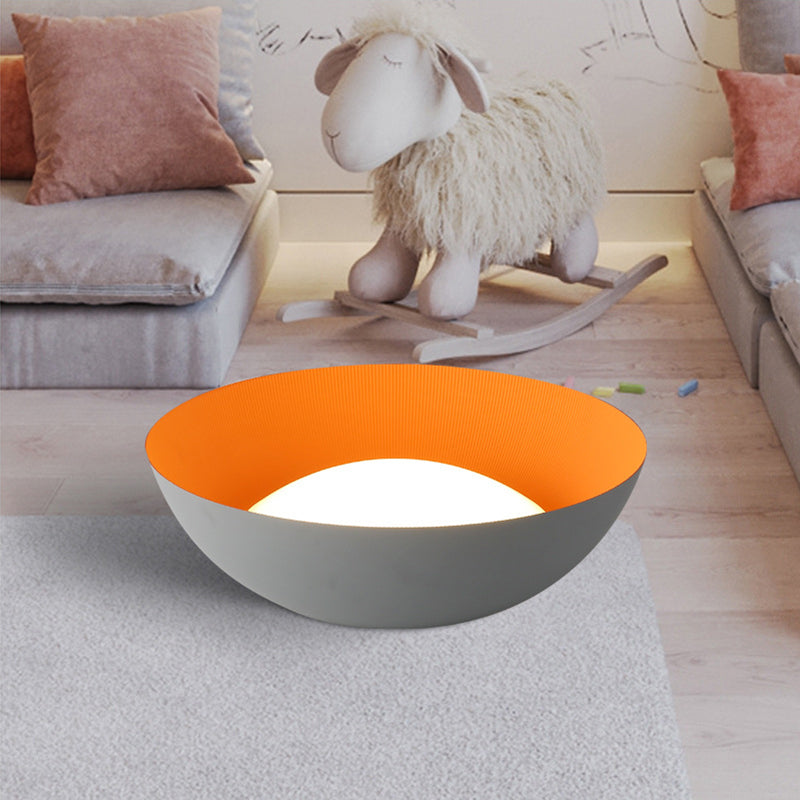 Grey + Orange Dome Shaped LED Ceiling Light Nordic Style Simplicity Aluminum Lighting Fixture for Bedroom