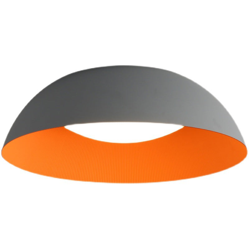 Grey + Orange Dome Shaped LED Ceiling Light Nordic Style Simplicity Aluminum Lighting Fixture for Bedroom