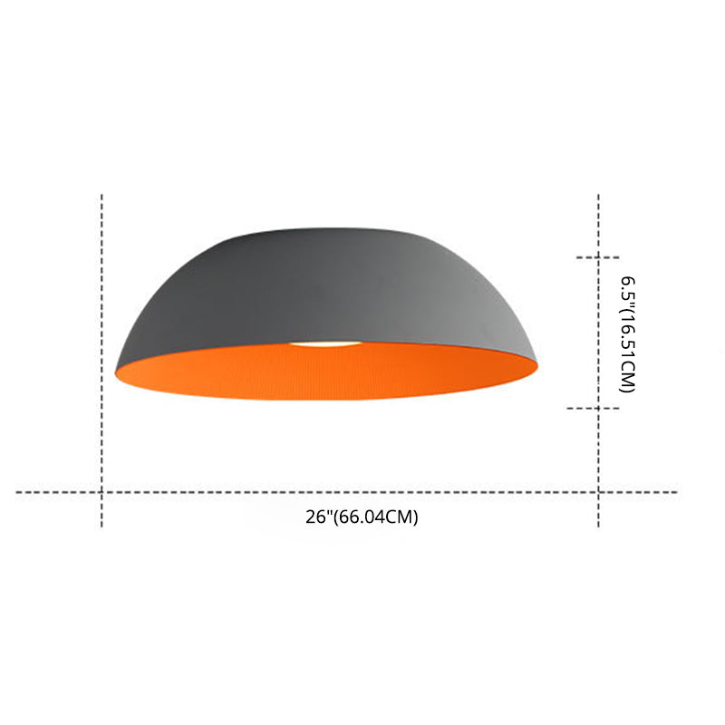 Grey + Orange Dome Shaped LED Ceiling Light Nordic Style Simplicity Aluminum Lighting Fixture for Bedroom