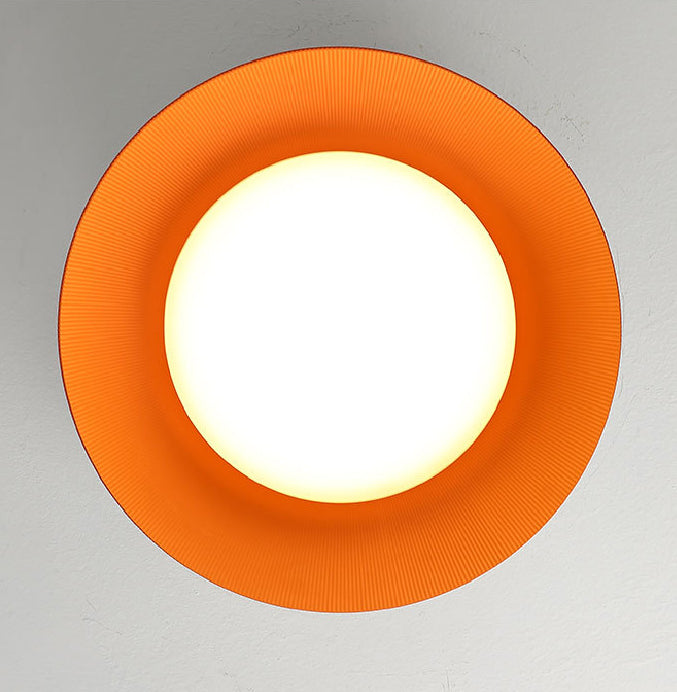 Grey + Orange Dome Shaped LED Ceiling Light Nordic Style Simplicity Aluminum Lighting Fixture for Bedroom