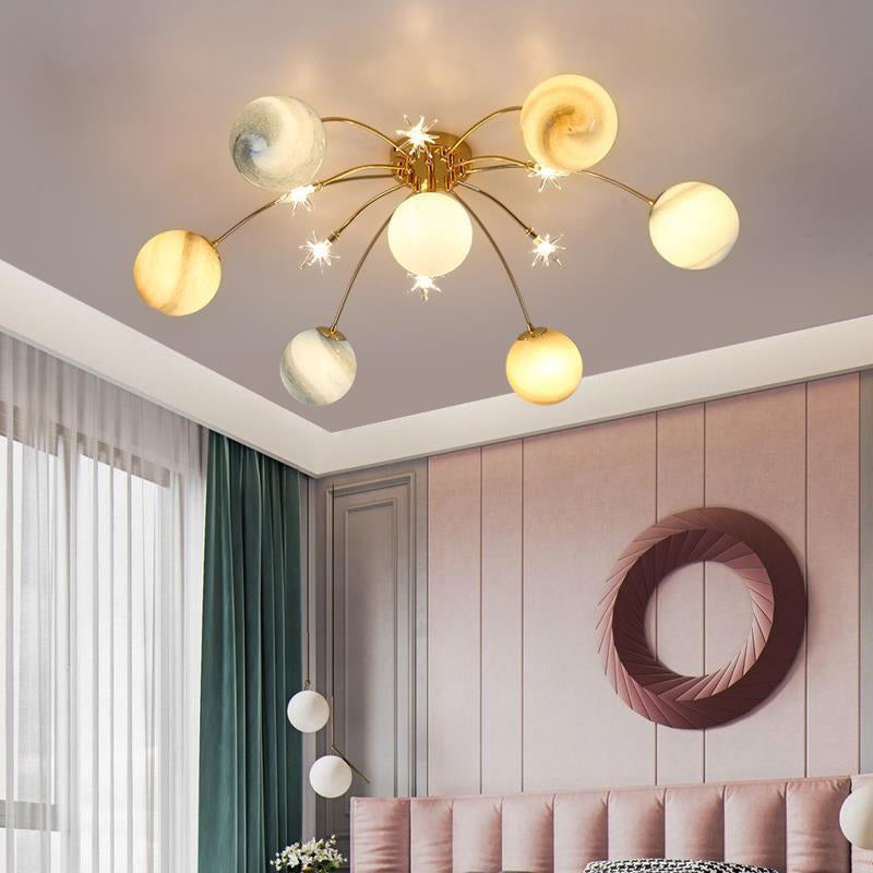 7+6 Lichter Planet Thema moderne Deckenleuchte Globe Glass Schatten Wohnzimmer Beleuchtungsbestand