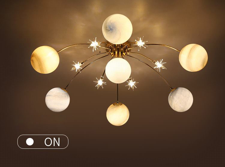 7+6 Lights Planet Theme Modern Style Ceiling Light Globe Glass Shade Living Room Lighting Fixture