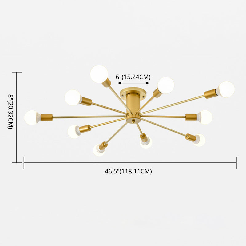 Luz de montaje de techo lámpara de lámpara de estilo loft bulbo de metal expuesto semi iluminación de montaje