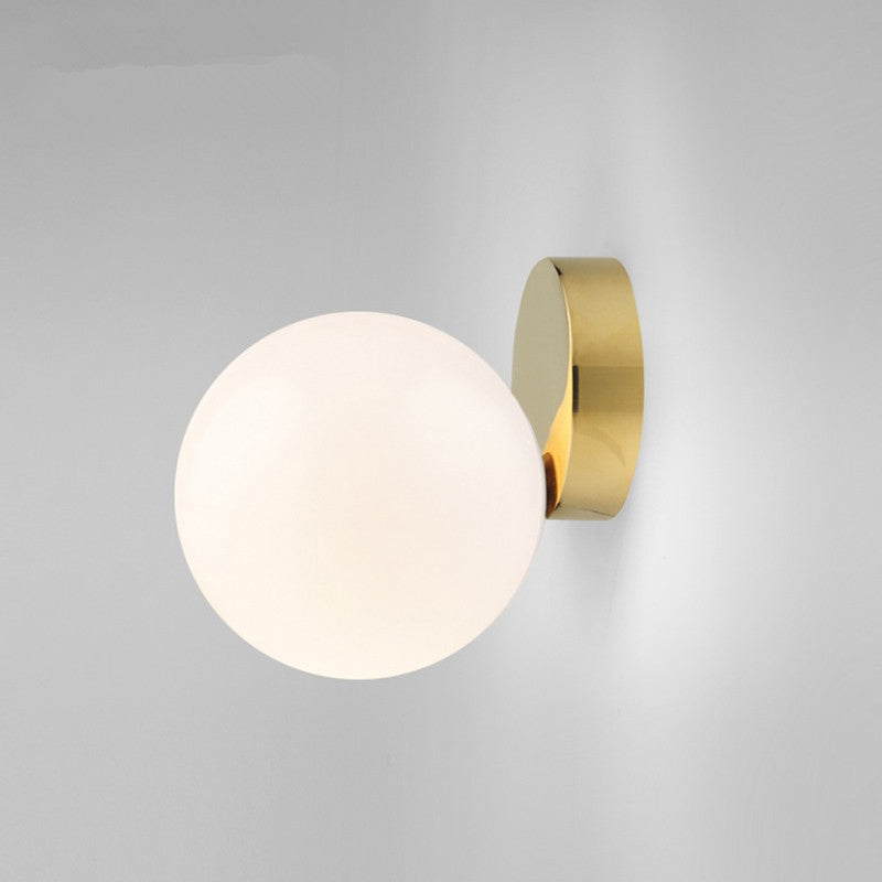 5.9" Wide White Glass Globe Ceiling Light Nordic Style Brass Mini Lighting Fixture for Hallway Aisle