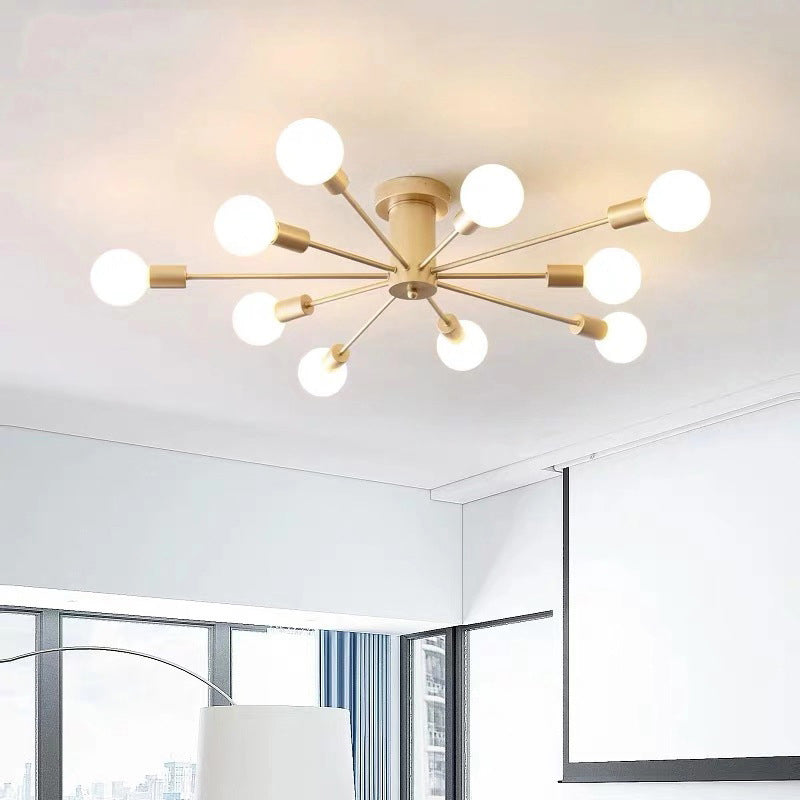 Sputnik Design Semi Flush Mount Light Fixture Modern Metal Semi Flush