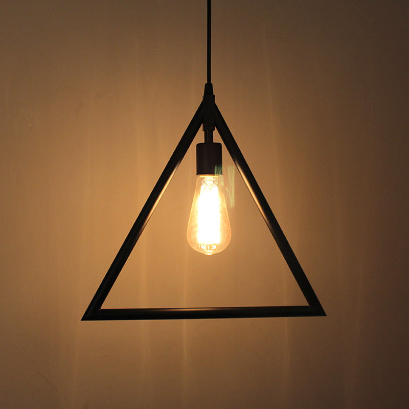 Black Hanging Pendant Light Industrial Style Metal Geometric Pendant Light Fixture