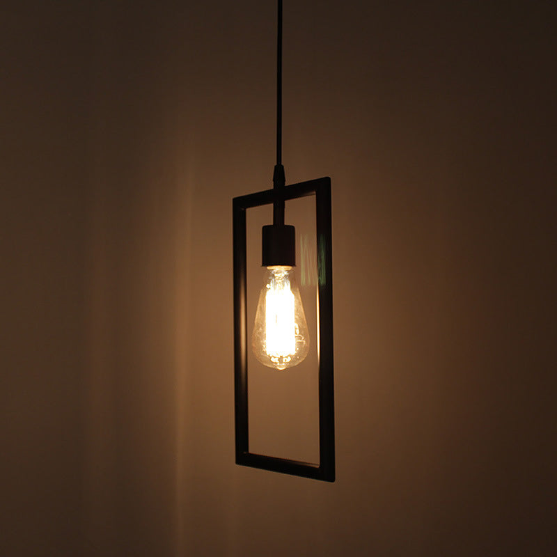 Black Hanging Pendant Light Industrial Style Metal Geometric Pendant Light Fixture