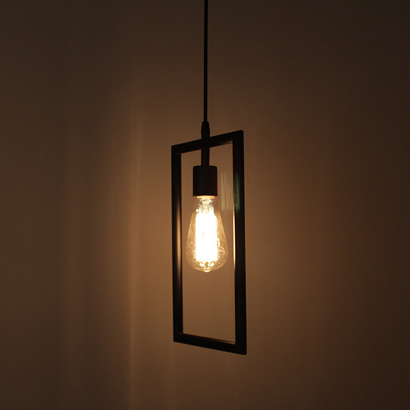 Black Hanging Pendant Light Industrial Style Metal Geometric Pendant Light Fixture