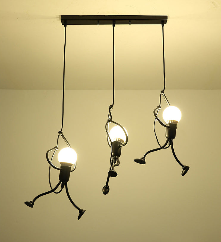 Pendant Lighting Fixture Industrial Living Room Pendant Ceiling Light with Unique Metal Shade in Black