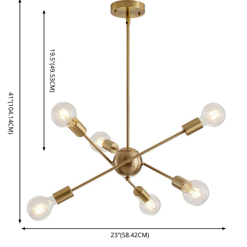 Ceiling Hung Fixture Loft Style Swirl Metal Chandelier Lighting Fixture in Brass