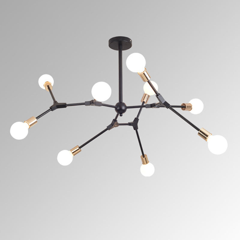 Branch Hanging Light Kit Industrial Black Metal Chandelier Pendant Light for Living Room