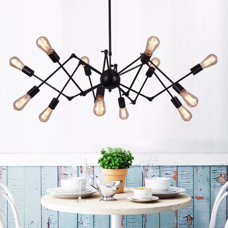 Industrial Exposed Chandelier Light Fixture Metal Pendant Light Fixture in Black