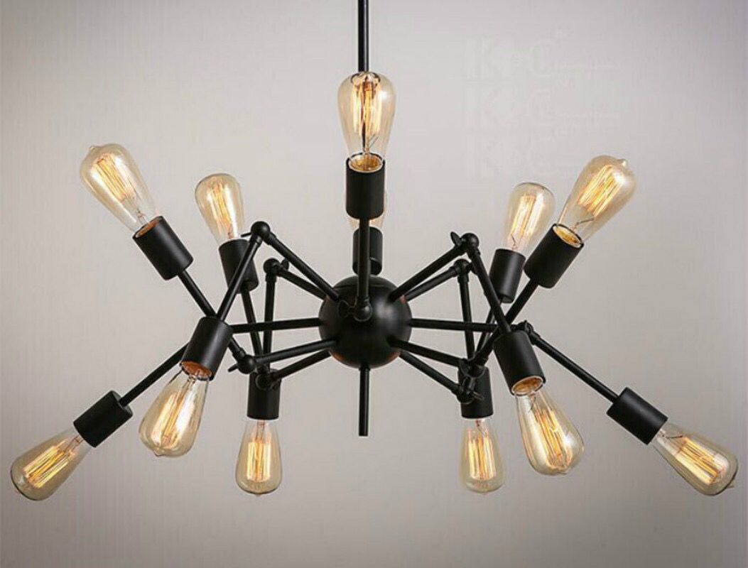 Industrial Exposed Chandelier Light Fixture Metal Pendant Light Fixture in Black