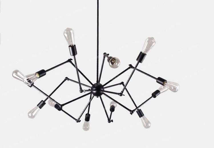 Industrial Exposed Chandelier Light Fixture Metal Pendant Light Fixture in Black