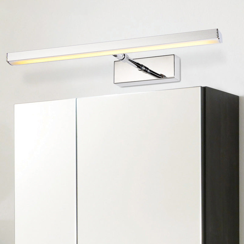 Modern Simple Steel Vanity Light  Linear Sliver LED Acrylic Vanity Light with Swivel Lamp Head for Bathroom