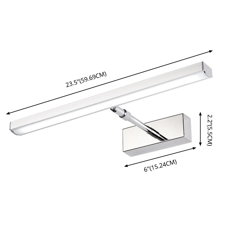 Moderno semplice acciaio in acciaio leggero lineare lineare a led a led acrilico luce vanità con lampada girevole testa per il bagno