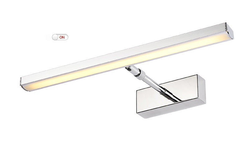 Modern Simple Steel Vanity Light  Linear Sliver LED Acrylic Vanity Light with Swivel Lamp Head for Bathroom