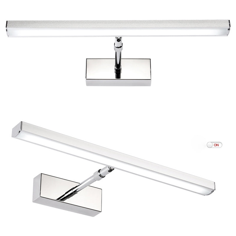 Vanité en acier simple moderne Lumière linéaire linéaire LED Vanité acrylique Lumière avec une tête de lampe pivotante pour salle de bain