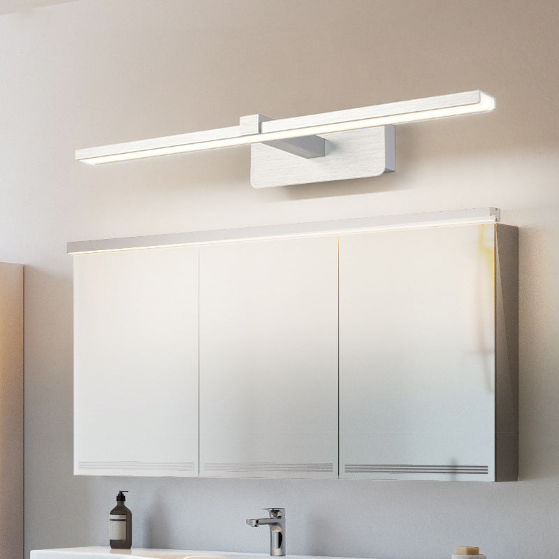 Modern Style Mirror Cabinet Bathroom Wall Lights Sliver Metal Linear Shade LED Ambient Vanity Lighting