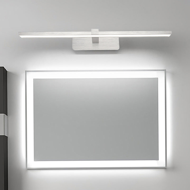 Modern Style Mirror Cabinet Bathroom Wall Lights Sliver Metal Linear Shade LED Ambient Vanity Lighting