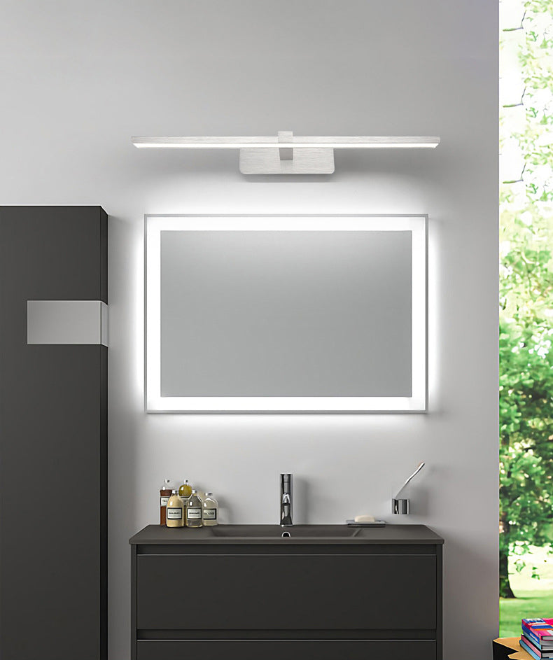 Modern Style Mirror Cabinet Bathroom Wall Lights Sliver Metal Linear Shade LED Ambient Vanity Lighting