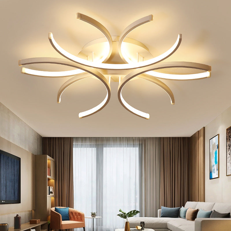 White Shaded Close to Ceiling Lighting Fixture Minimalist Style LED Metal Ceiling Flush Mount Light