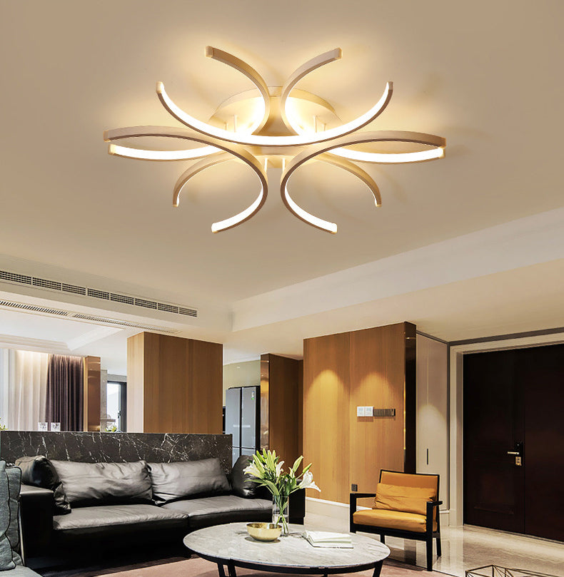 White Shaded Close to Ceiling Lighting Fixture Minimalist Style LED Metal Ceiling Flush Mount Light