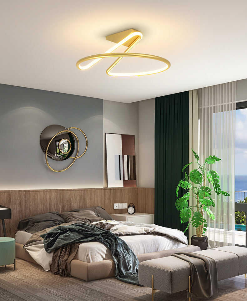 Circle Semi Flush Mount Light Modern Simplicité Assymer Mount Light de plafond pour chambre à coucher