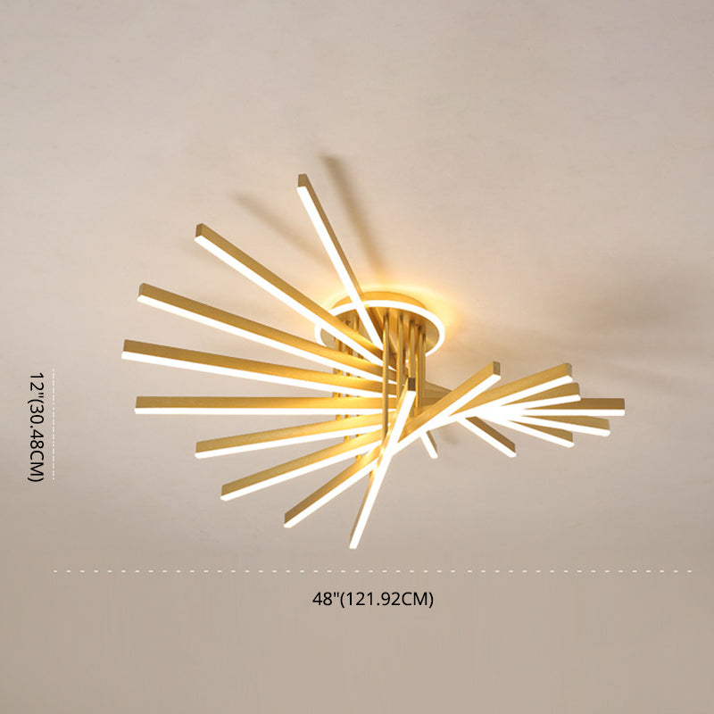 Barra snella semifulò il soffitto del soffitto moderno salotto in metallo LED LED ALIMINE in oro