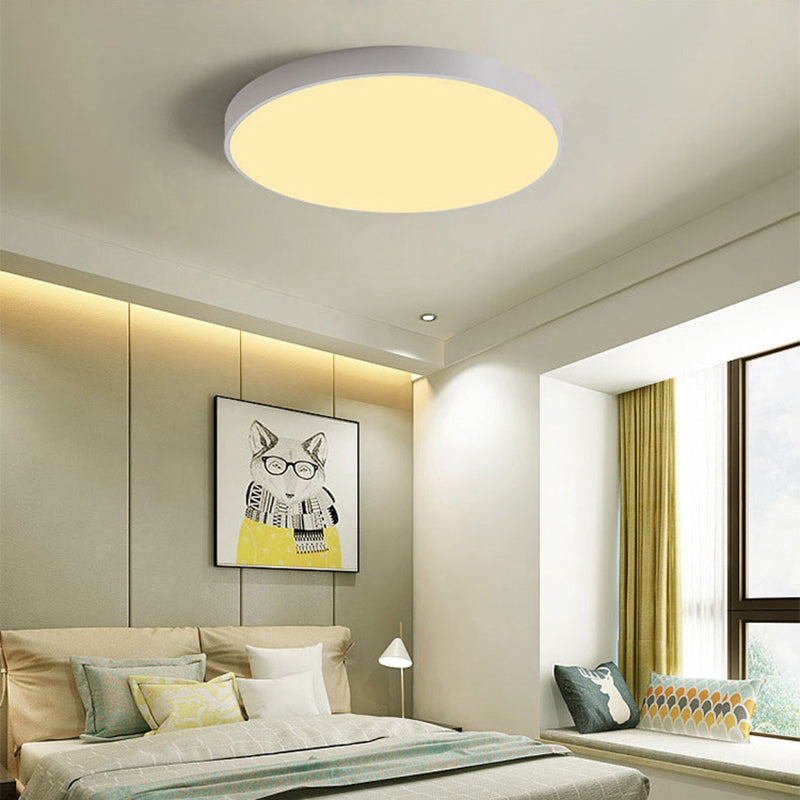 Nordic Acrylic Round Ceiling Light Wrought Iron Bedroom Flush Mount Ceiling Light