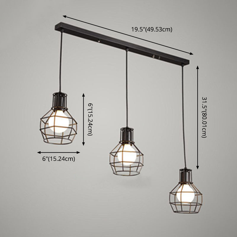 Käfig Schatten Anhänger Lampe Industrial Black Finish Eisen hängende Licht für Esszimmer