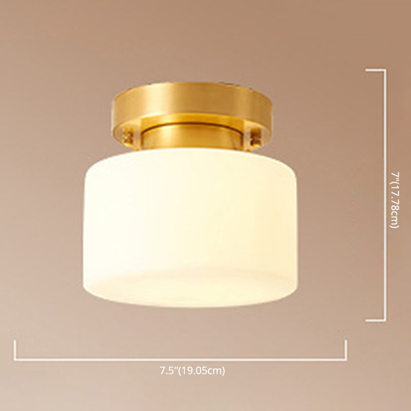 Geometric Semi Flush Ceiling Lights Traditional Milky Glass Ceiling Light Fixtures for Bedroom