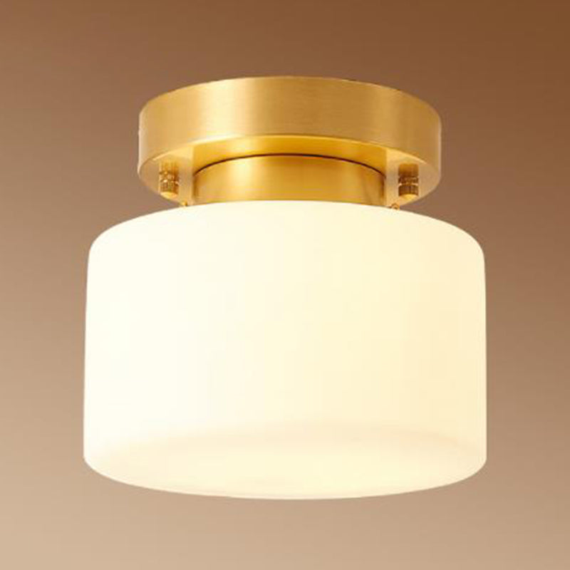 Geometric Semi Flush Ceiling Lights Traditional Milky Glass Ceiling Light Fixtures for Bedroom