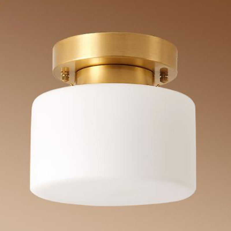 Geometric Semi Flush Ceiling Lights Traditional Milky Glass Ceiling Light Fixtures for Bedroom