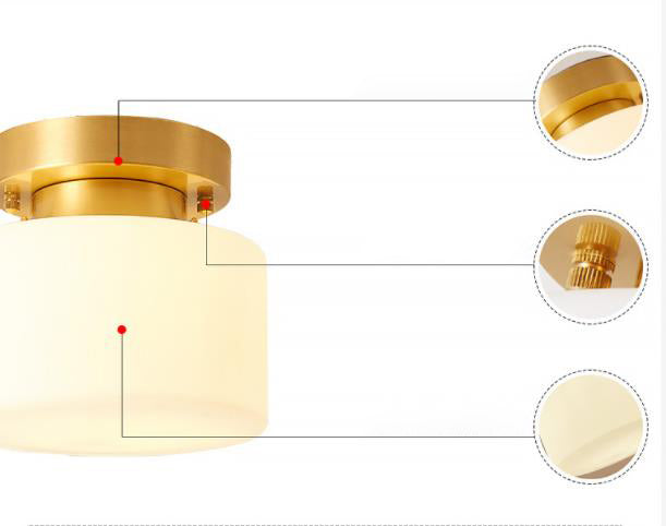 Geometric Semi Flush Ceiling Lights Traditional Milky Glass Ceiling Light Fixtures for Bedroom