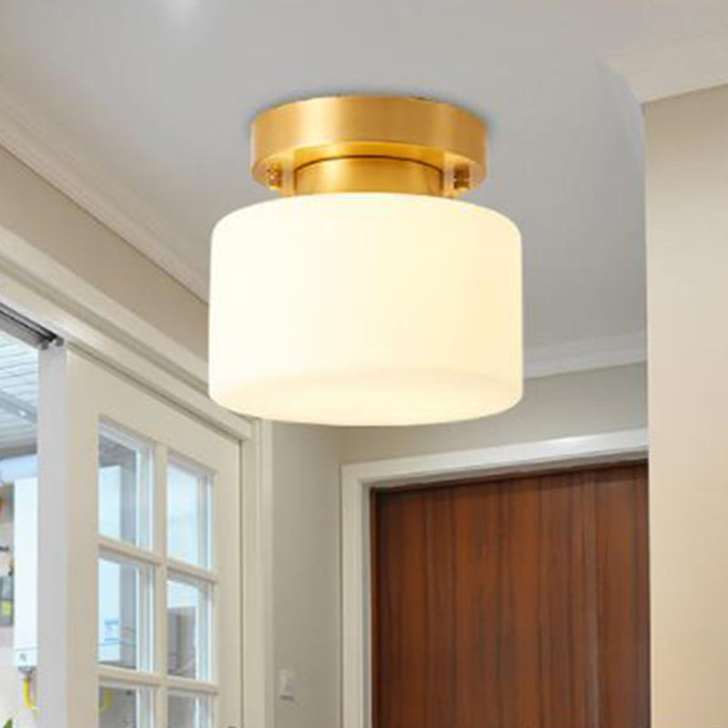 Geometric Semi Flush Ceiling Lights Traditional Milky Glass Ceiling Light Fixtures for Bedroom